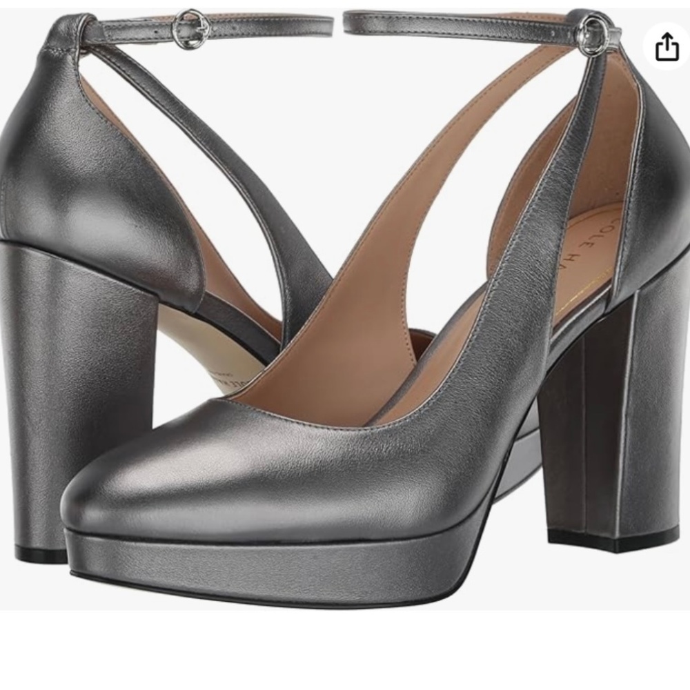 New Cole Hann Silver Heels Size 5
